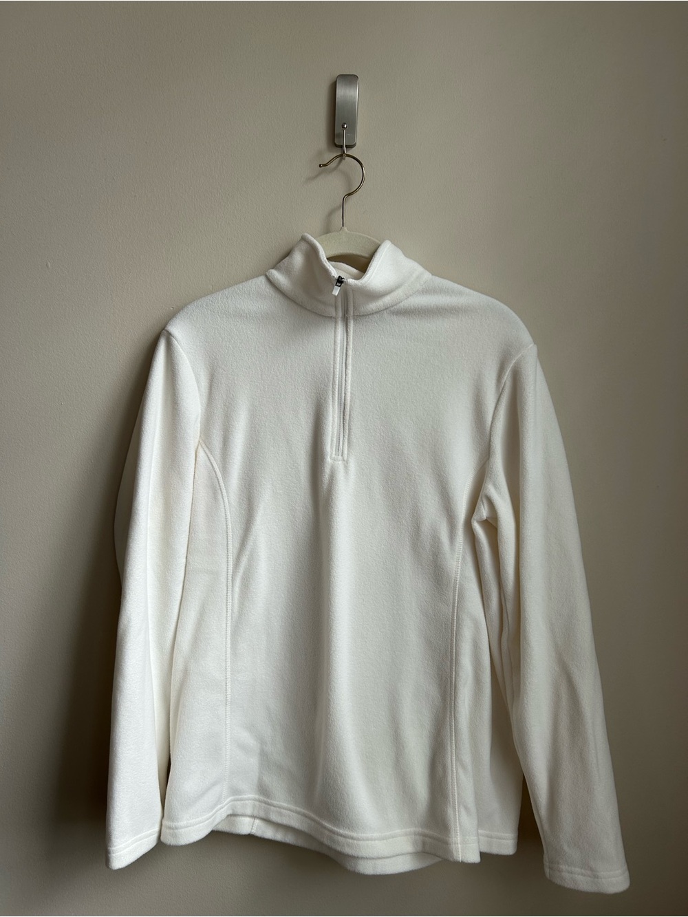Lands' End White Women's Half-Zip Fleece Pullover